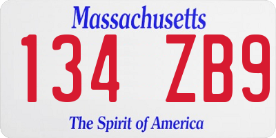 MA license plate 134ZB9