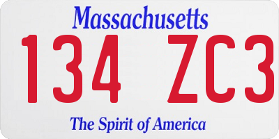 MA license plate 134ZC3