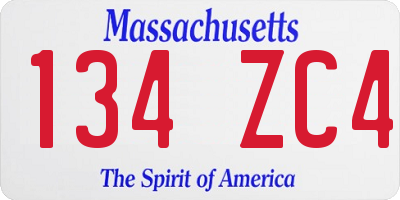 MA license plate 134ZC4