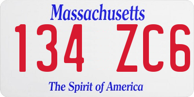 MA license plate 134ZC6