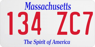 MA license plate 134ZC7