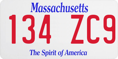 MA license plate 134ZC9