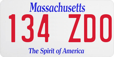 MA license plate 134ZD0