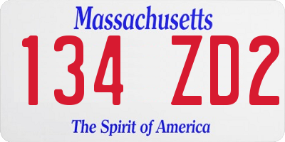 MA license plate 134ZD2