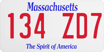 MA license plate 134ZD7