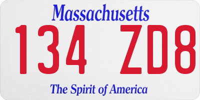 MA license plate 134ZD8
