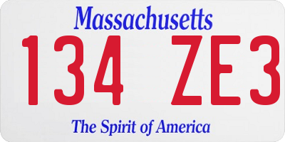 MA license plate 134ZE3