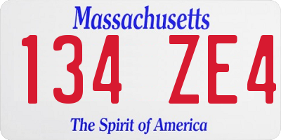 MA license plate 134ZE4