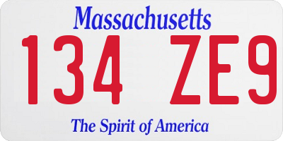 MA license plate 134ZE9