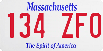 MA license plate 134ZF0