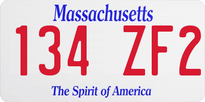 MA license plate 134ZF2