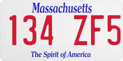 MA license plate 134ZF5