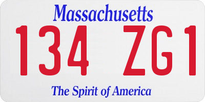 MA license plate 134ZG1
