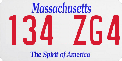 MA license plate 134ZG4