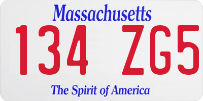 MA license plate 134ZG5