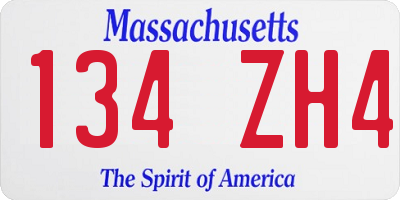 MA license plate 134ZH4