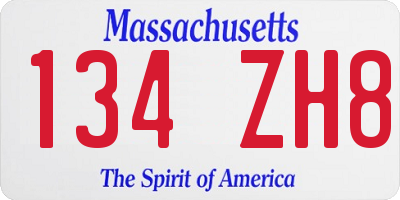 MA license plate 134ZH8
