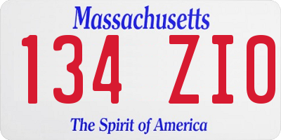 MA license plate 134ZI0