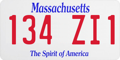 MA license plate 134ZI1