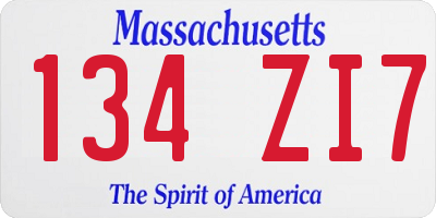 MA license plate 134ZI7