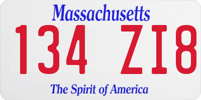 MA license plate 134ZI8