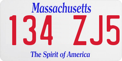 MA license plate 134ZJ5