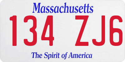 MA license plate 134ZJ6