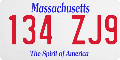 MA license plate 134ZJ9