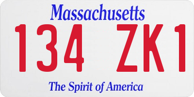 MA license plate 134ZK1