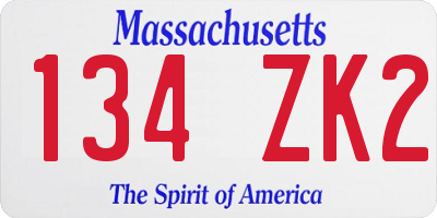 MA license plate 134ZK2