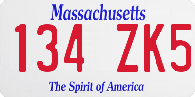 MA license plate 134ZK5