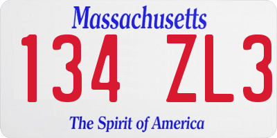 MA license plate 134ZL3
