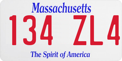 MA license plate 134ZL4