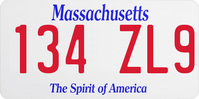MA license plate 134ZL9