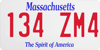 MA license plate 134ZM4