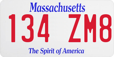 MA license plate 134ZM8