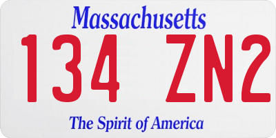 MA license plate 134ZN2