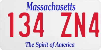 MA license plate 134ZN4
