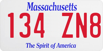 MA license plate 134ZN8