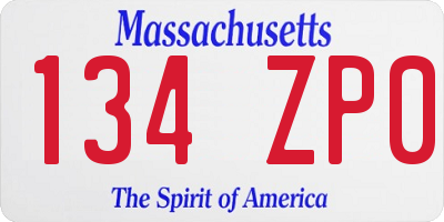 MA license plate 134ZP0