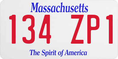 MA license plate 134ZP1