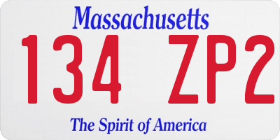 MA license plate 134ZP2