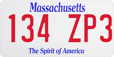 MA license plate 134ZP3