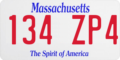 MA license plate 134ZP4