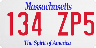 MA license plate 134ZP5