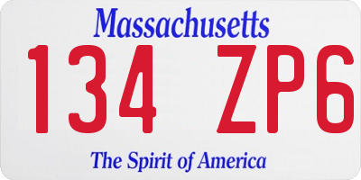 MA license plate 134ZP6