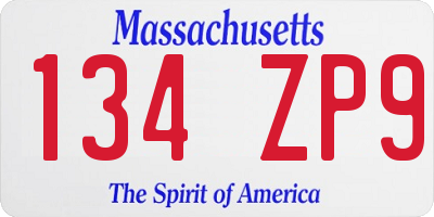 MA license plate 134ZP9