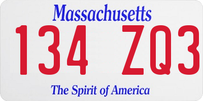 MA license plate 134ZQ3