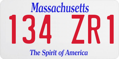 MA license plate 134ZR1