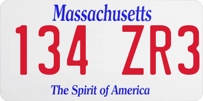 MA license plate 134ZR3
